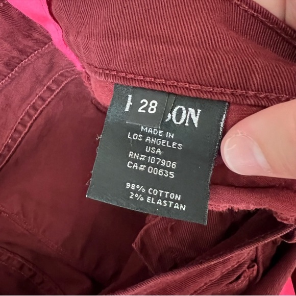 Hudson LouLu Burgundy Red Pink Tuxedo Stripe Low Rise Crop Skinny Jeans - Picture 11 of 16